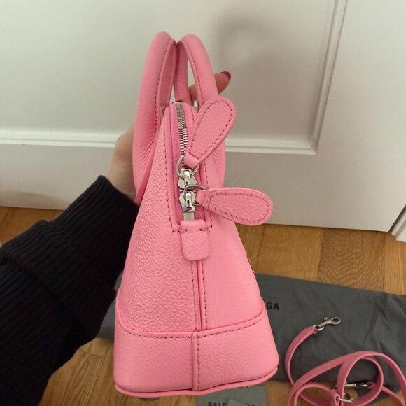 NWT Balenciaga Ville Handbag + Shoulder Bag In Violet Pink Inlaid Logo - Picture 12 of 16